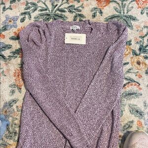 Fate Lavender Crew Neck Sweater, ruched shoulder